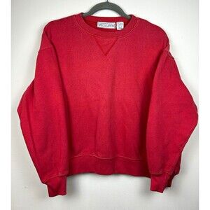 Vintage Speculation Women’s Red Fleece Pullover Crewneck Sweatshirt L Cotton